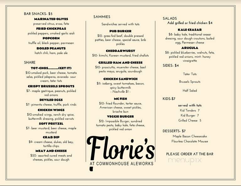 Commonhouse Aleworks - North Charleston, SC menu_pic