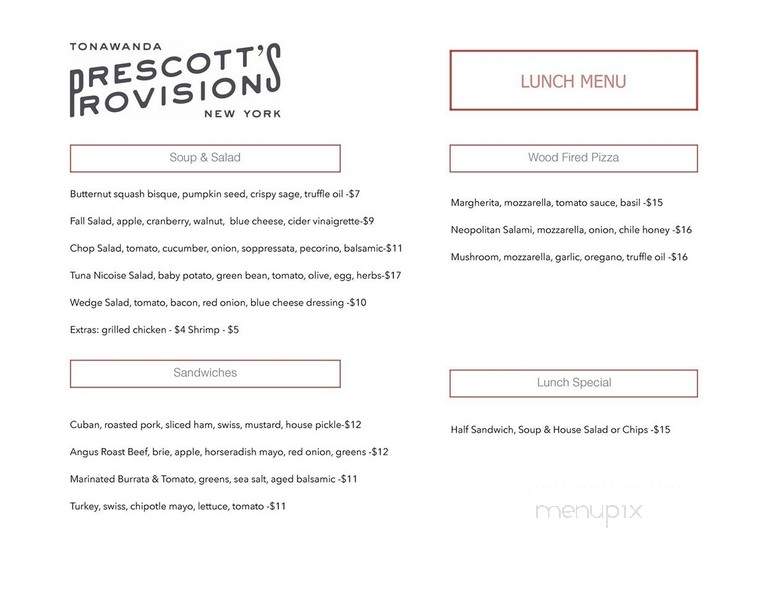 Prescott's Provisions - Tonawanda, NY menu_pic