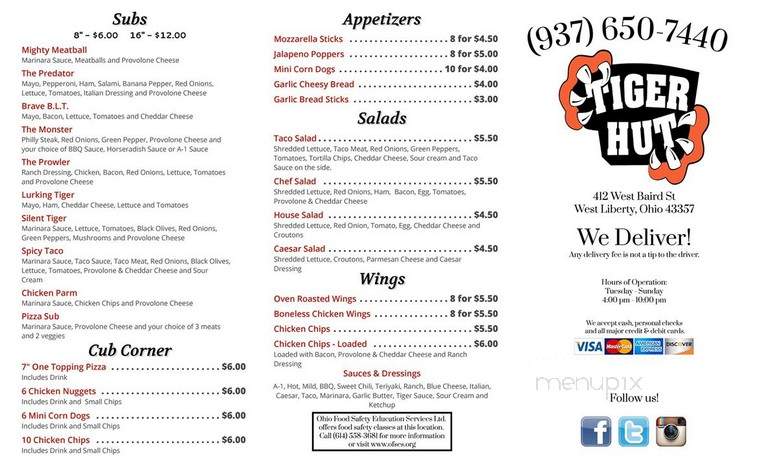 Tiger Hut - West Liberty, OH menu_pic