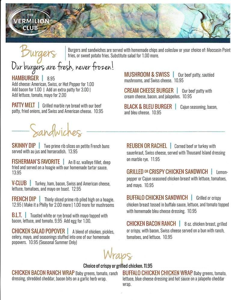 Vermilion Club - Tower, MN menu_pic