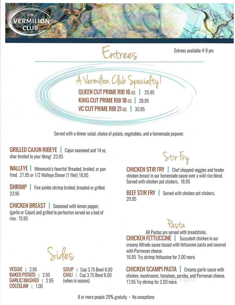 Vermilion Club - Tower, MN menu_pic