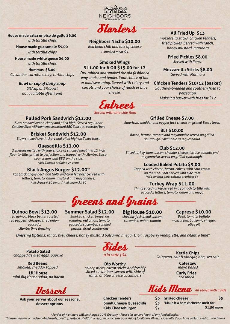 Neighbors Germantown - Nashville, TN menu_pic