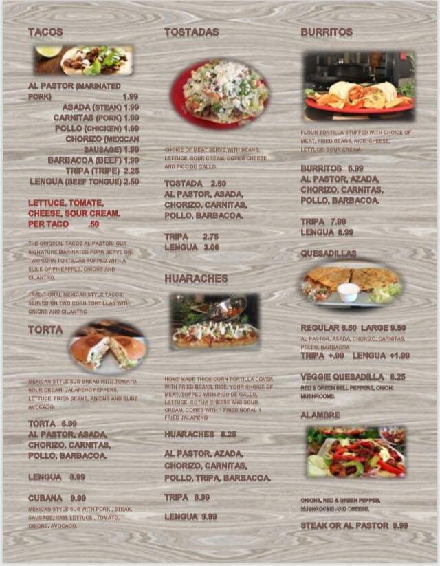 Las Brazas Taqueria - Lafayette, IN menu_pic