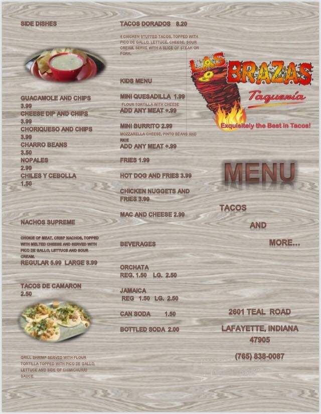 Las Brazas Taqueria - Lafayette, IN menu_pic