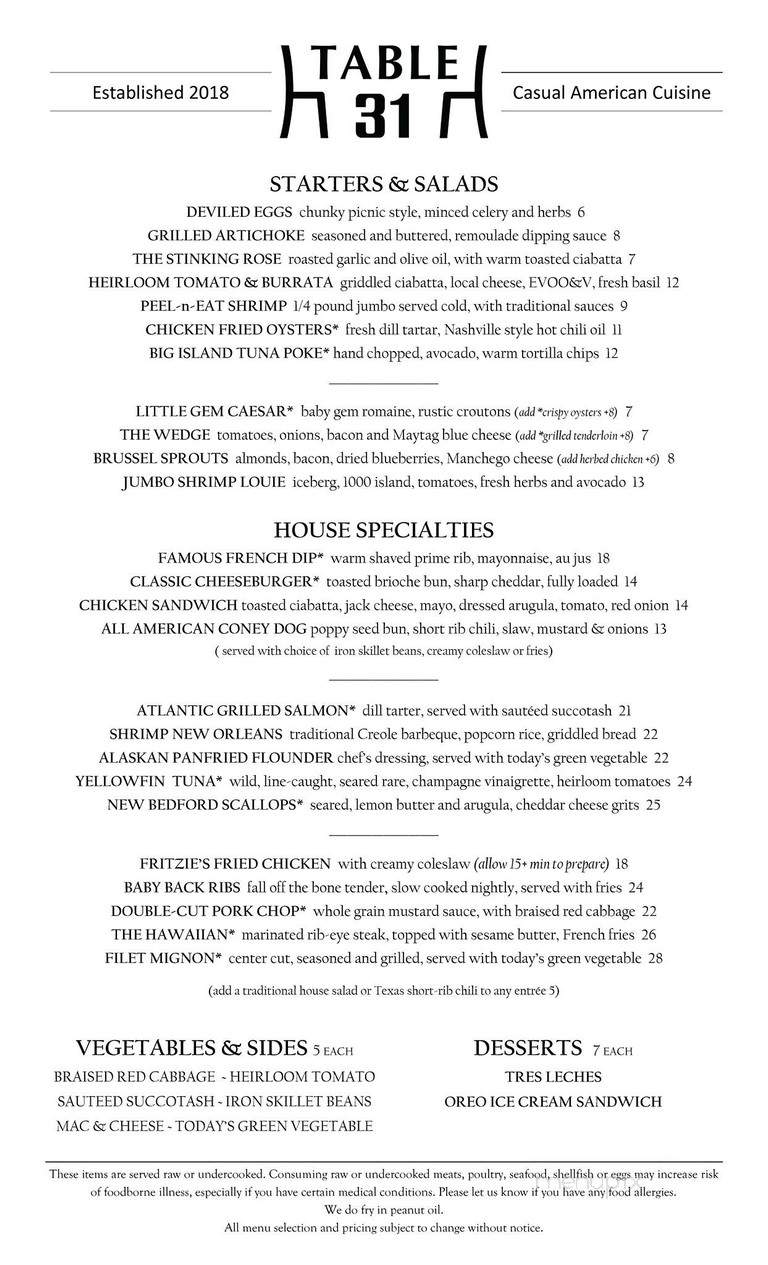 Table 31 - Mooresville, NC menu_pic