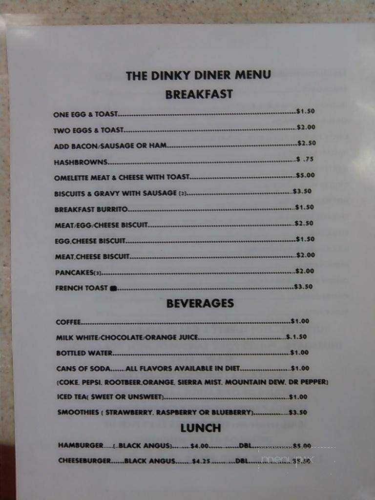 The Dinky Diner - Mountain Home, AR menu_pic