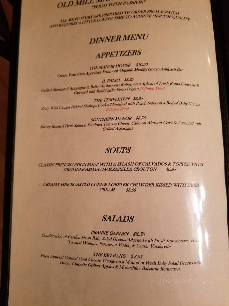 Old Mill Manor Restaurant - Winchester, TN menu_pic