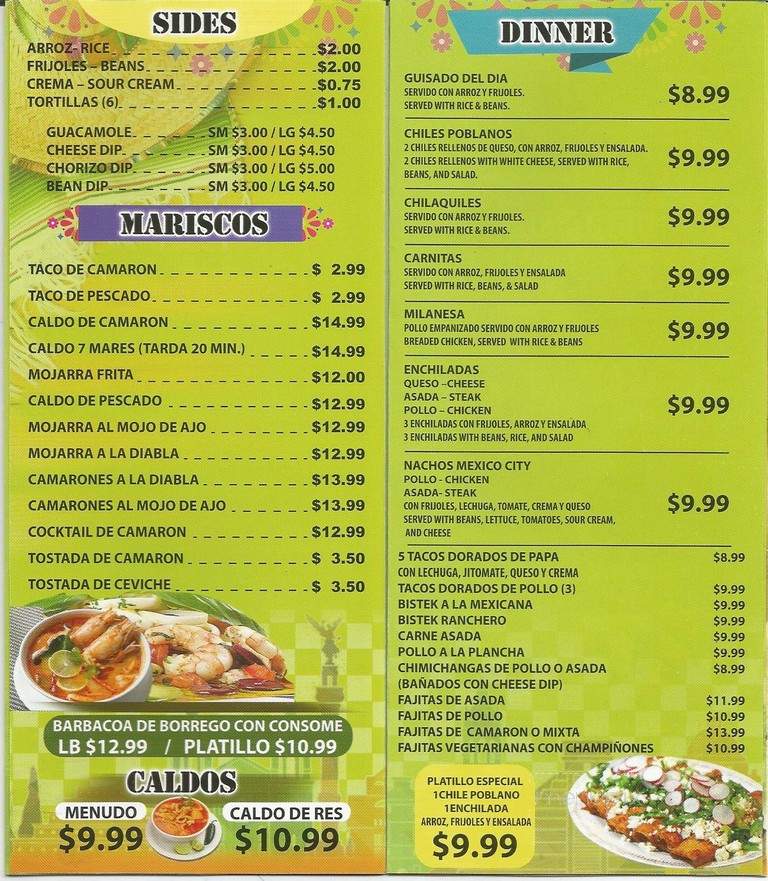 Mexico City 2 - Clarksville, IN menu_pic