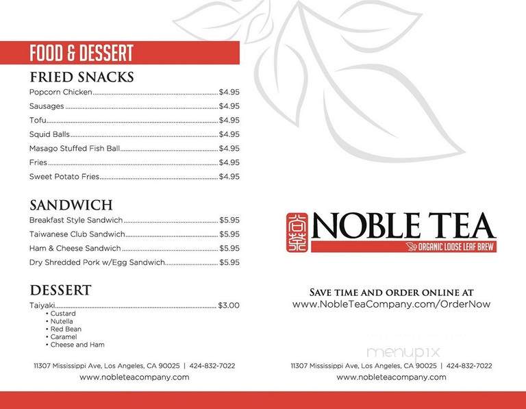 Noble Tea - Los Angeles, CA menu_pic