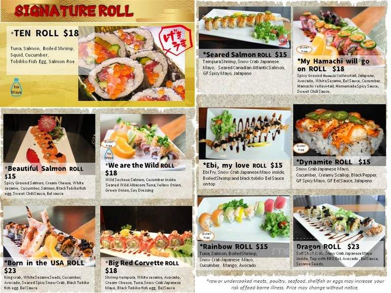 Ten Sushi #35 - Seattle, WA menu_pic