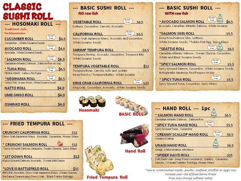 Ten Sushi #35 - Seattle, WA menu_pic