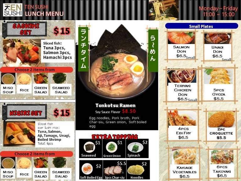 Ten Sushi #35 - Seattle, WA menu_pic