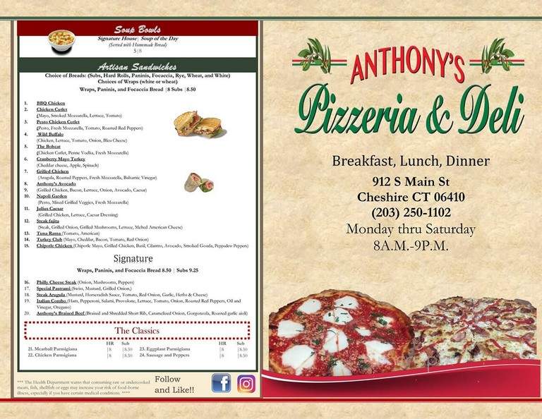 Anthony's Pizzeria & Deli - Cheshire, CT