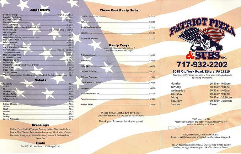 Patriot Pizza & Subs - Goldsboro, PA