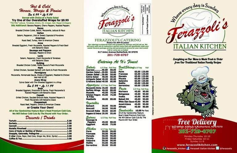 Ferazzoli's Italian Kitchen - North Arlington, NJ menu_pic