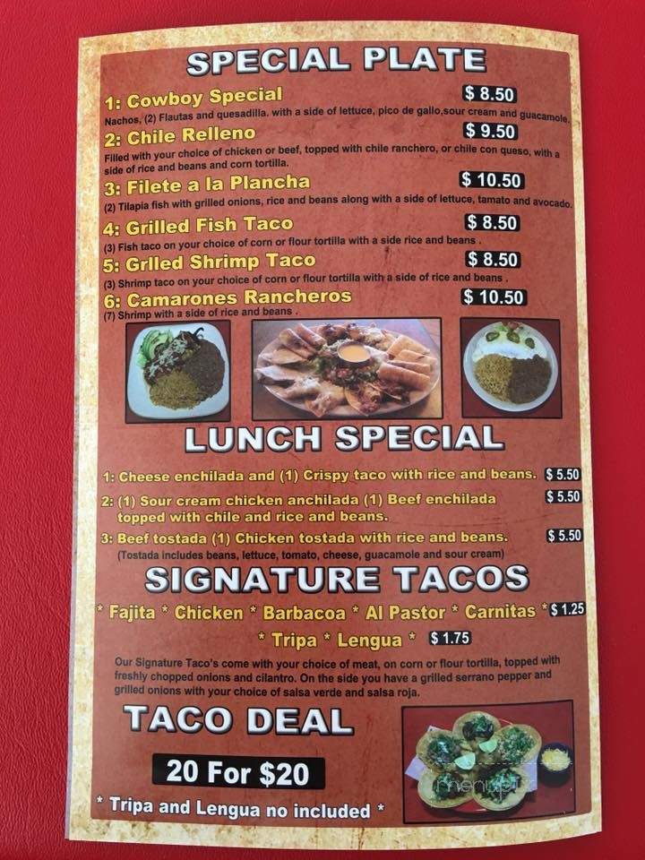 Cowboy Taqueria Mexican Foood - Terrell, TX menu_pic