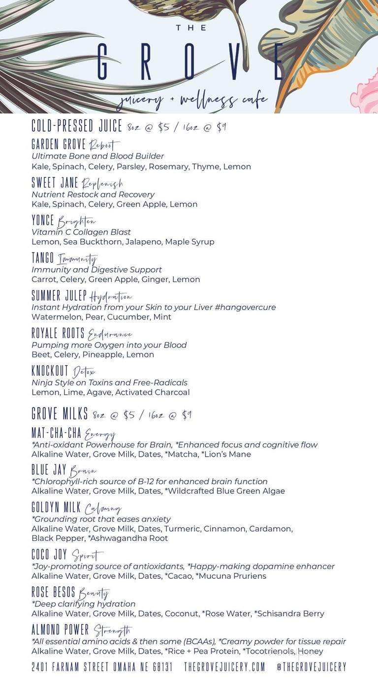 The Grove Juicery - Omaha, NE menu_pic