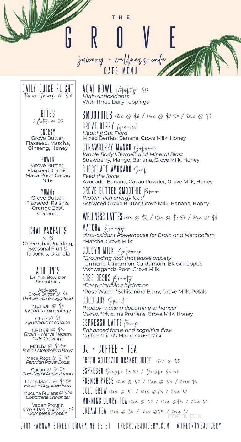 The Grove Juicery - Omaha, NE menu_pic