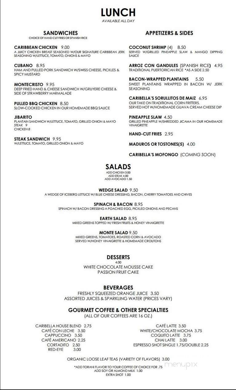 Caribella - Chicago, IL menu_pic