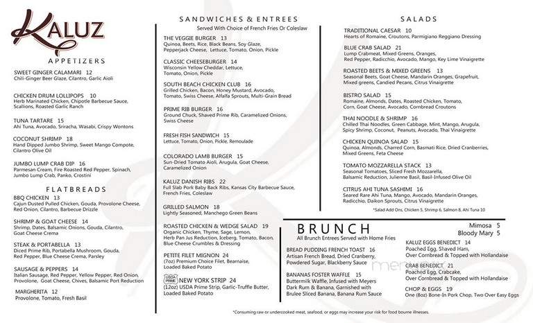 Kaluz - Wellington, FL menu_pic