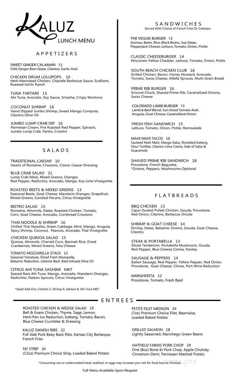Kaluz - Wellington, FL menu_pic