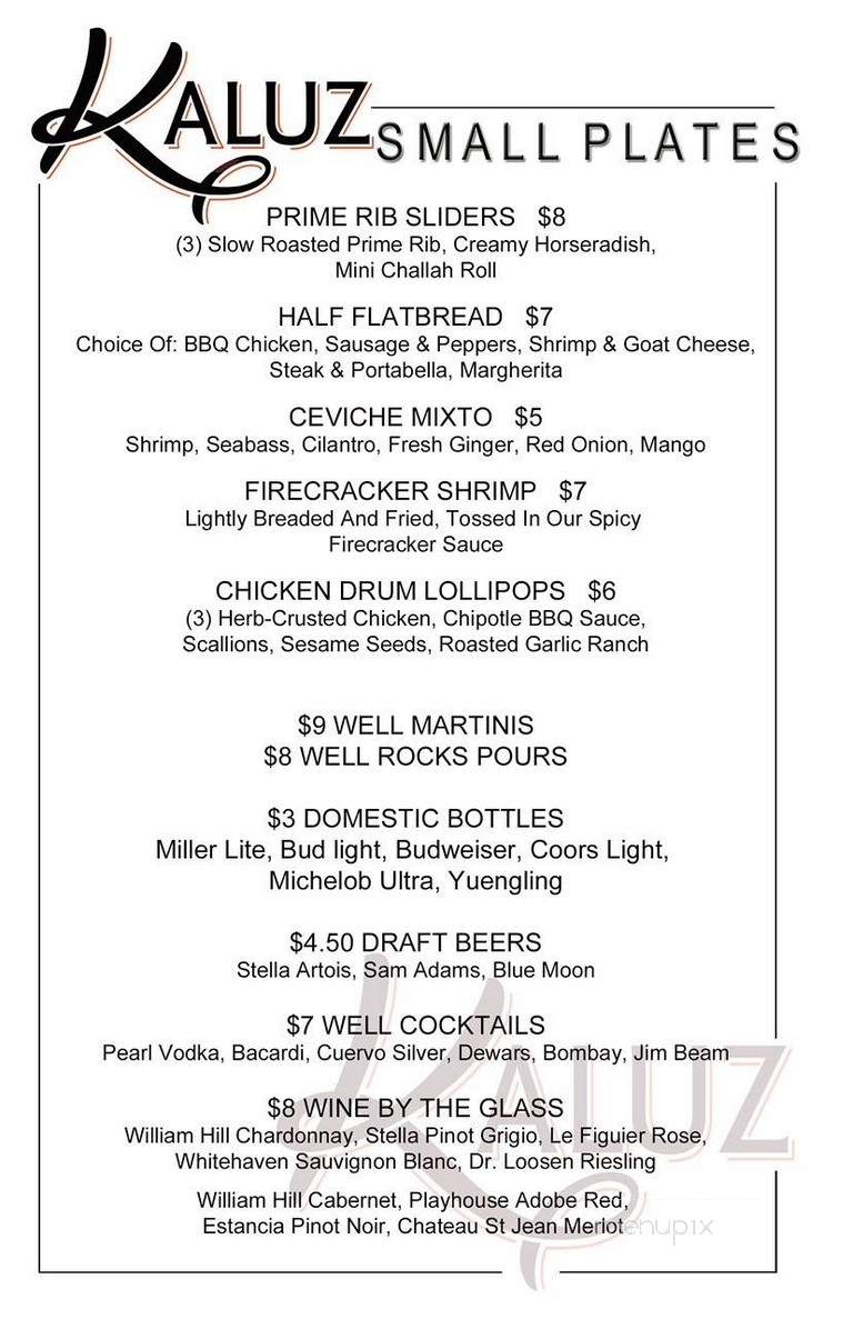 Kaluz - Wellington, FL menu_pic