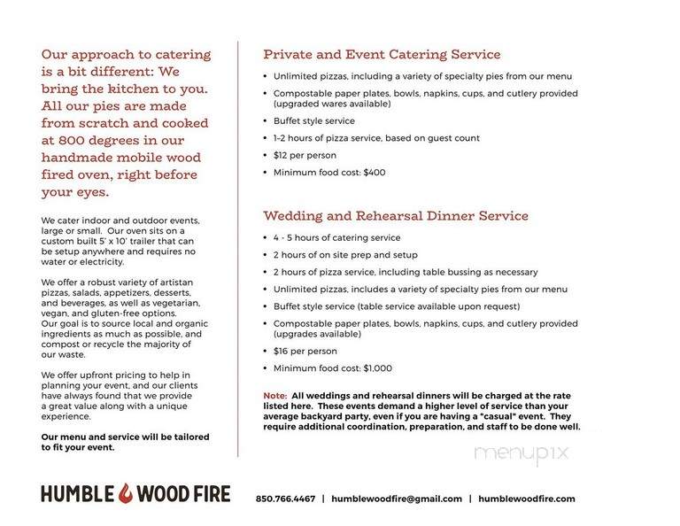 Humble Wood Fire - Gainesville, FL menu_pic