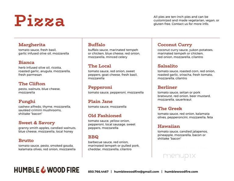 Humble Wood Fire - Gainesville, FL menu_pic
