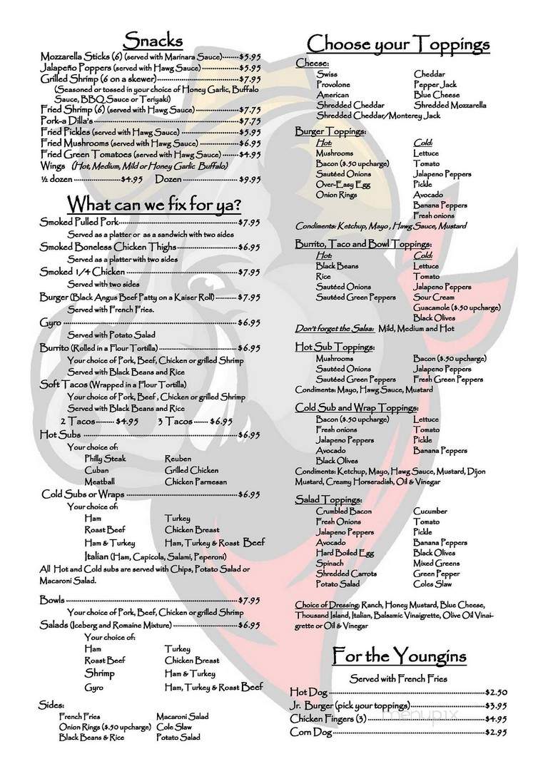Wild Hawg - Sebring, FL menu_pic
