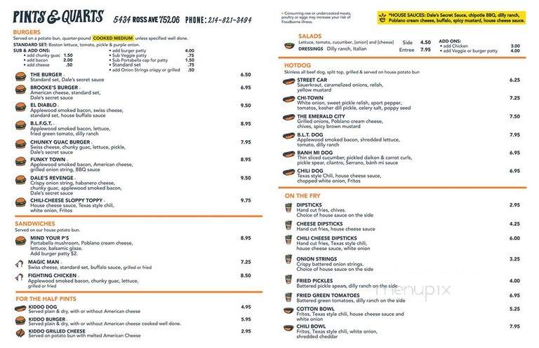 Pints & Quarts - Dallas, TX menu_pic