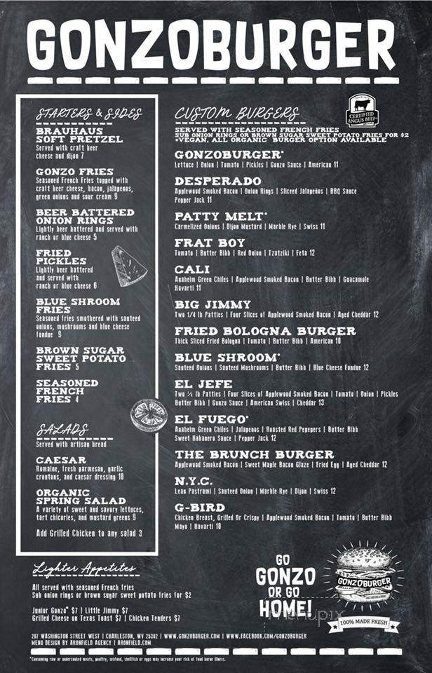 Gonzoburger - Charleston, WV menu_pic