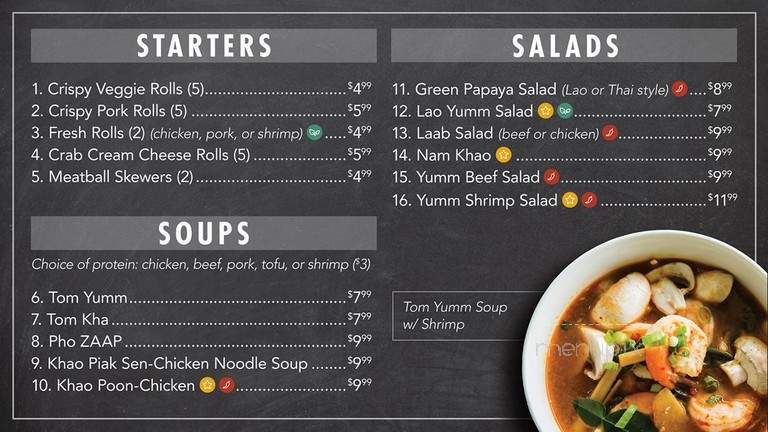 Zaap Kitchen Lao & Thai Street Eats - Dallas, TX menu_pic