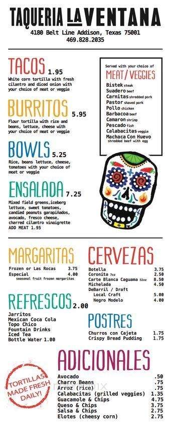 Taqueria La Ventana - Dallas, TX menu_pic