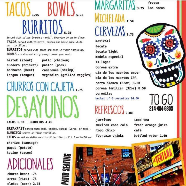 Taqueria La Ventana - Dallas, TX menu_pic