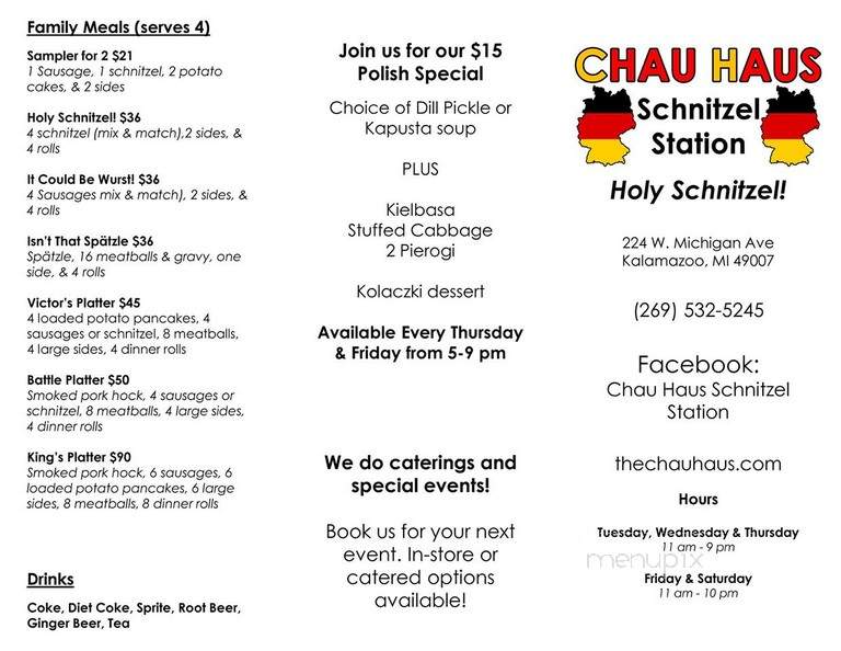 Chau Haus Schnitzel Station - Kalamazoo, MI menu_pic