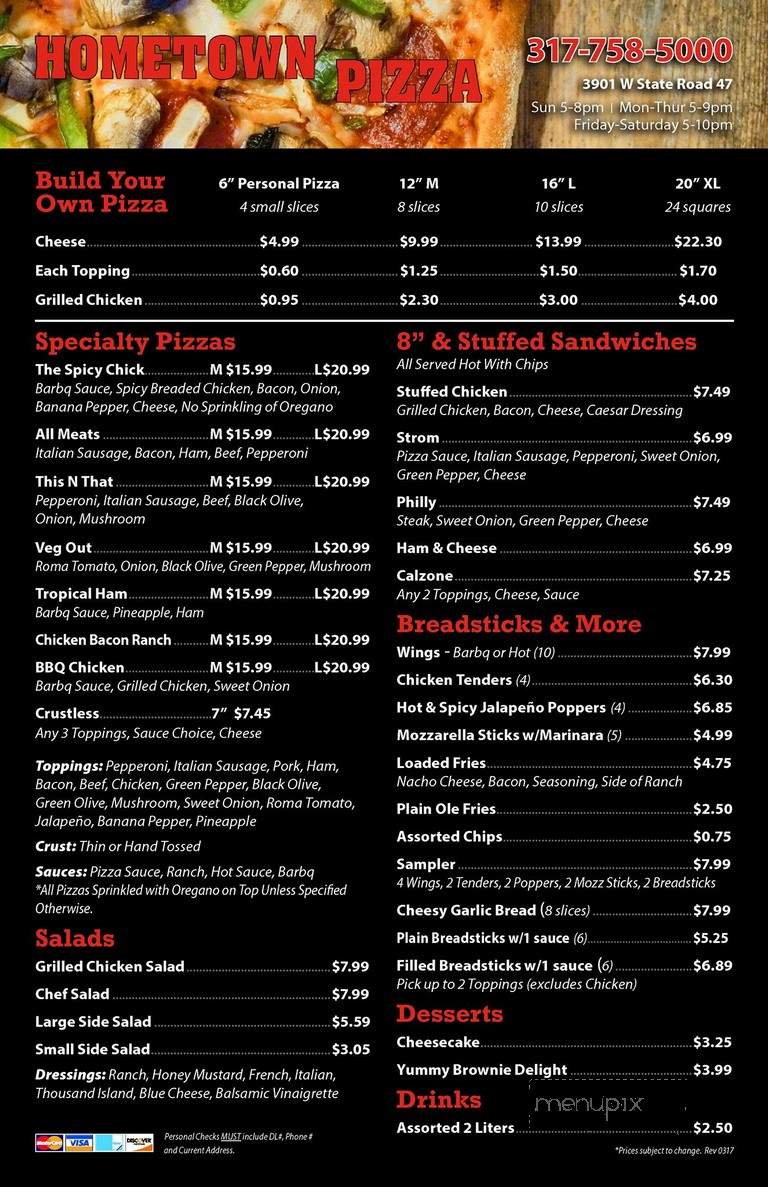 Hometown Pizza - Sheridan, IN menu_pic