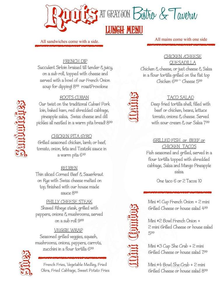 Roots At Grayson - Independence, VA menu_pic