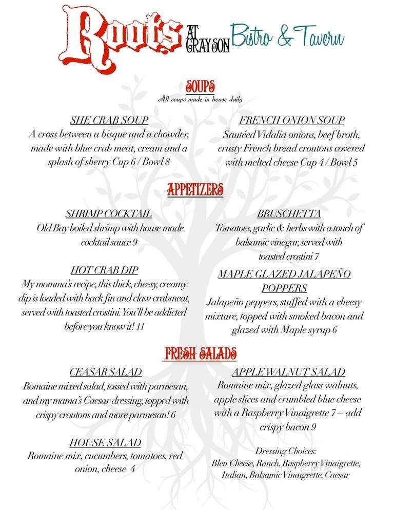 Roots At Grayson - Independence, VA menu_pic
