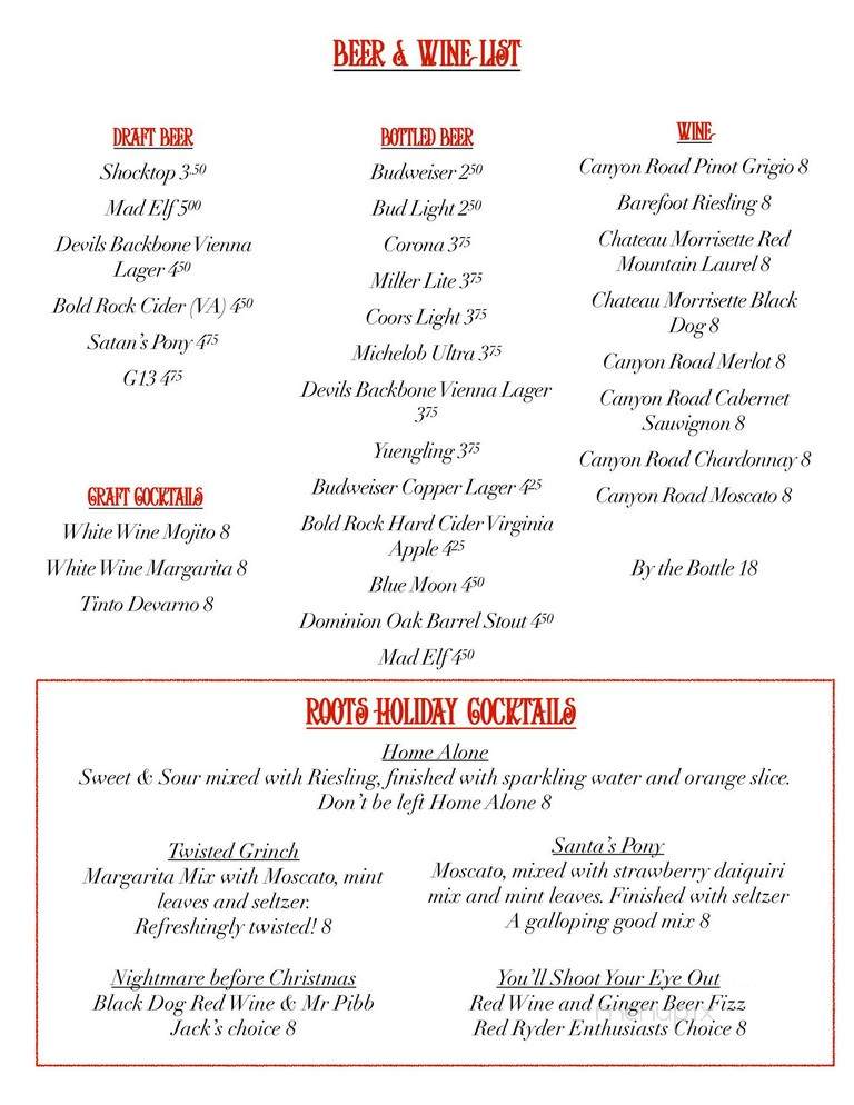 Roots At Grayson - Independence, VA menu_pic