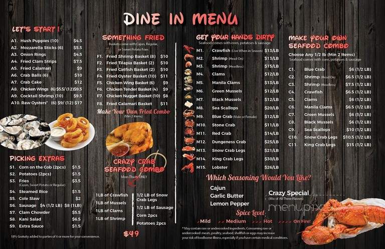 Crazy Crab - Fairfax, VA menu_pic