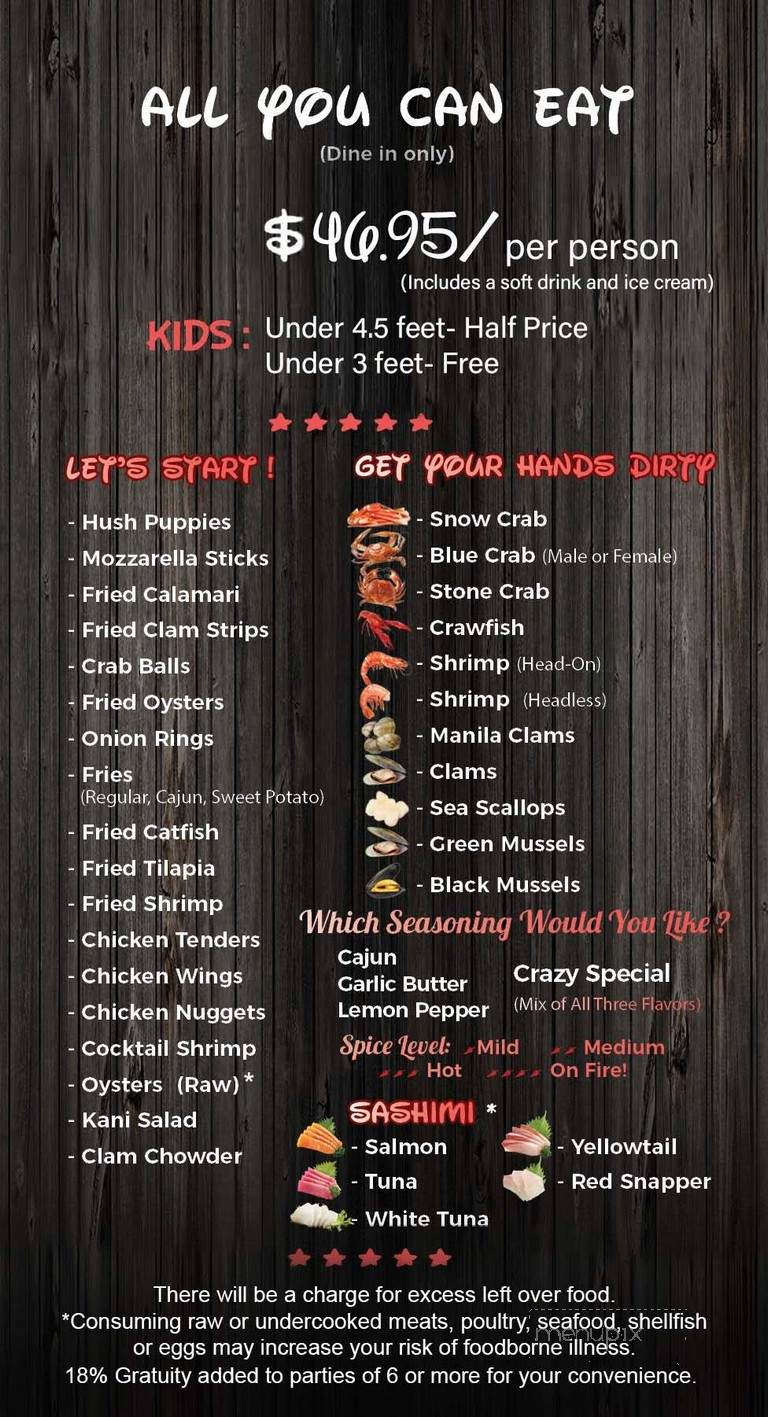 Crazy Crab - Fairfax, VA menu_pic