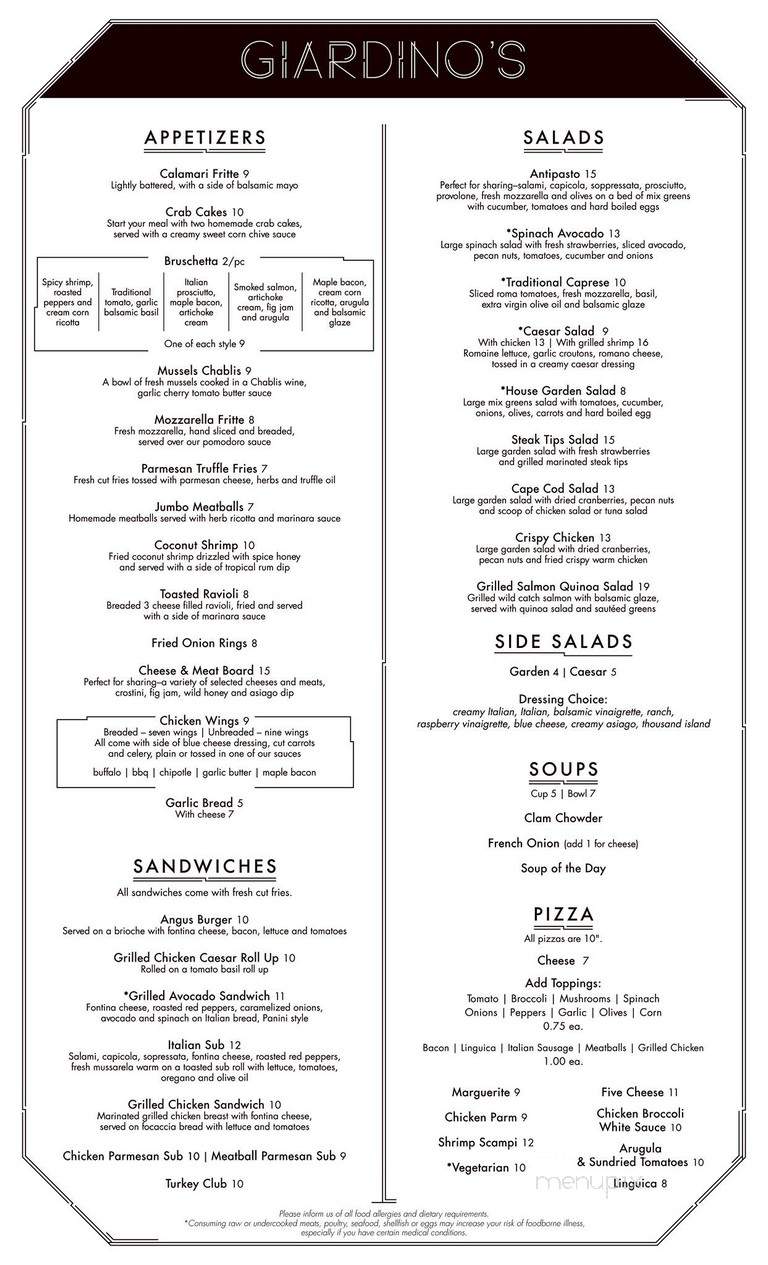 Giardino's Abington Italian Steak House - Abington, MA menu_pic