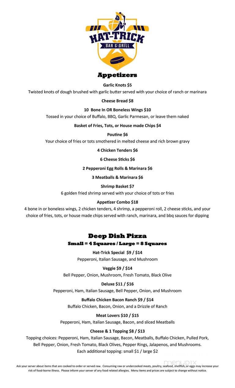 Hat-Trick Bar & Grill - Trenton, MI menu_pic