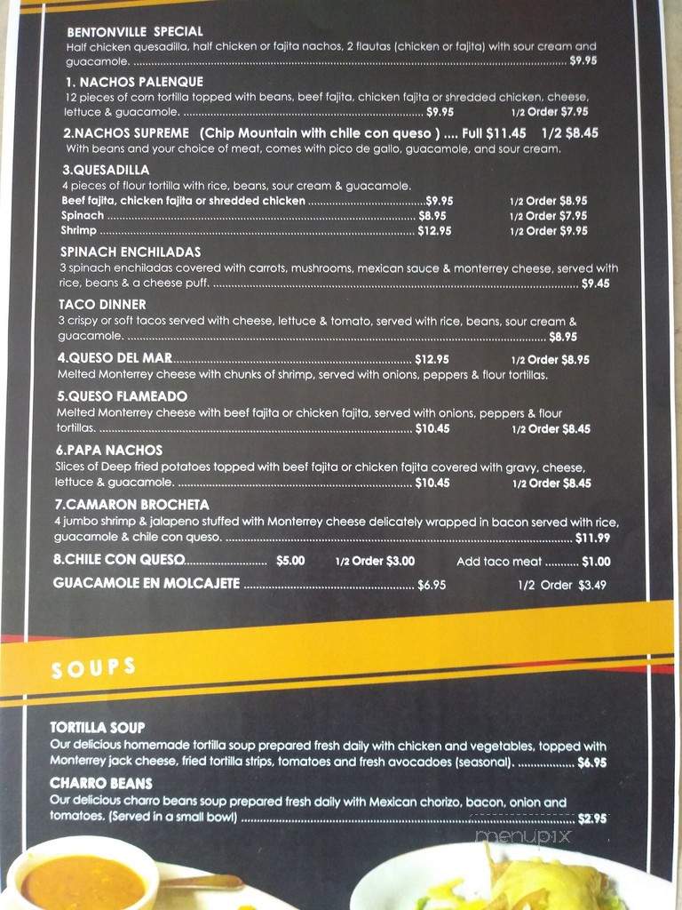 El Vaquero Mexican Restaurant - Bentonville, AR menu_pic