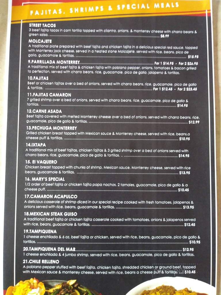 El Vaquero Mexican Restaurant - Bentonville, AR menu_pic