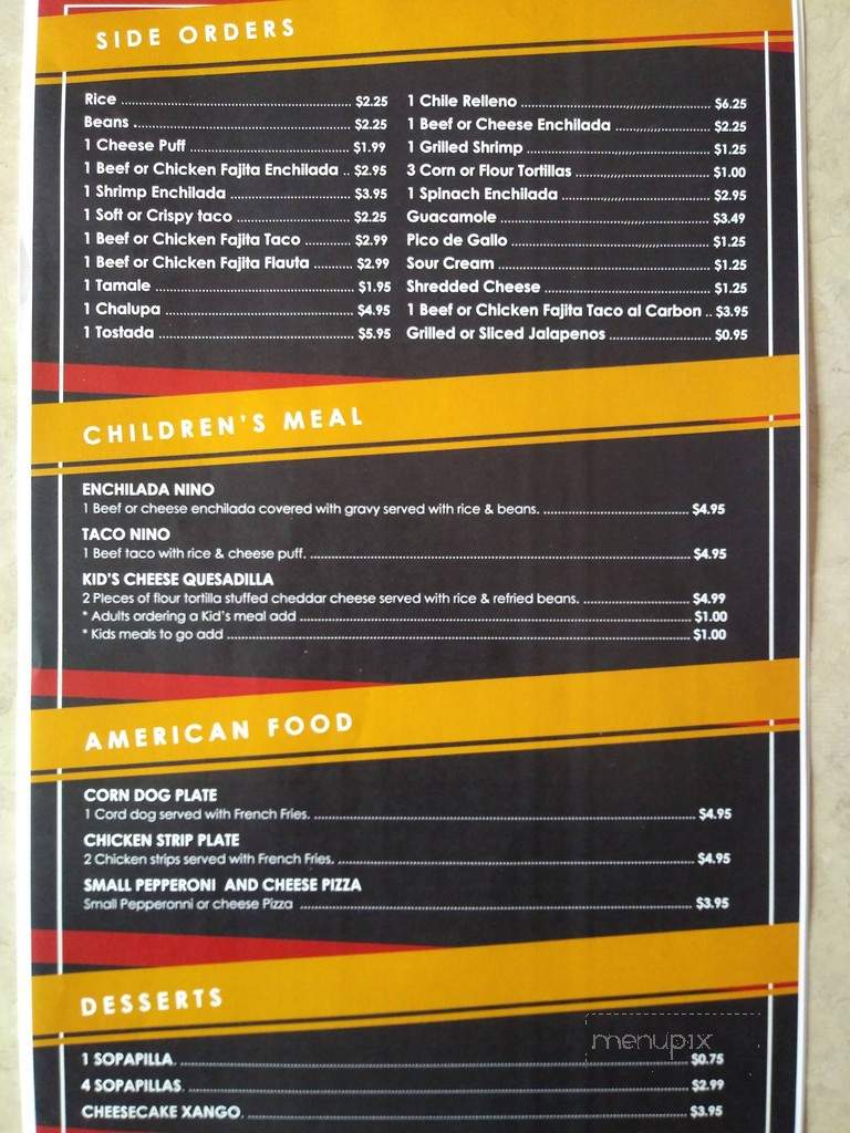 El Vaquero Mexican Restaurant - Bentonville, AR menu_pic