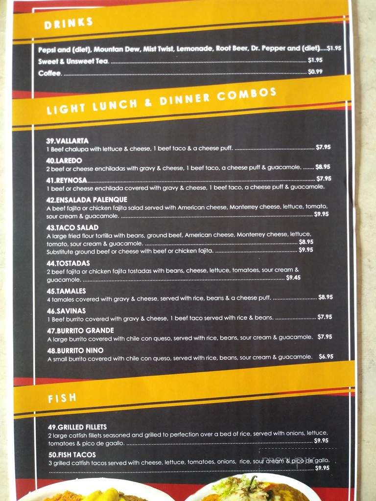 El Vaquero Mexican Restaurant - Bentonville, AR menu_pic