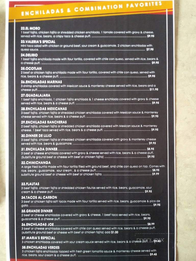 El Vaquero Mexican Restaurant - Bentonville, AR menu_pic