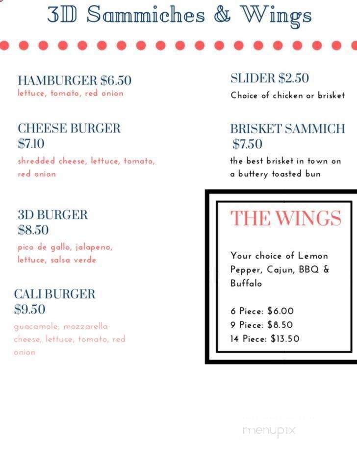 3D Cantina - Dallas, TX menu_pic