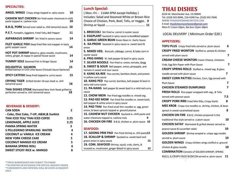 Chanpen Thai Cuisine - Los Angeles, CA menu_pic